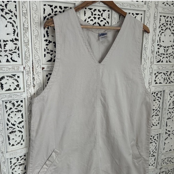 Vintage Neutral V Neck Sleeveless Knee Length Summer Dress Sz XL - Picture 2 of 7